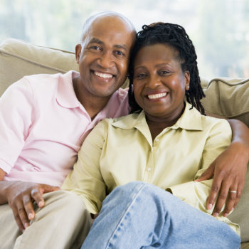 mature african american couple with perfect smiles